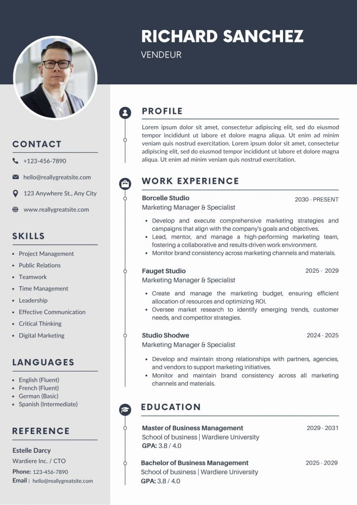 exemple curriculum vitae vendeuse