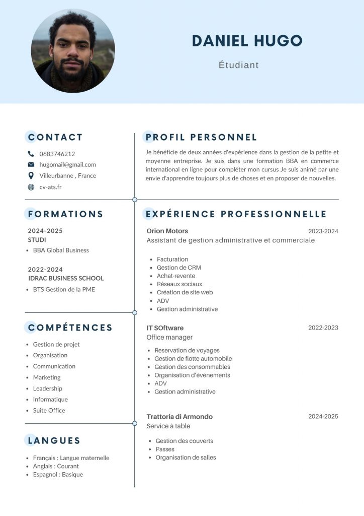 exemple cv etudiant
