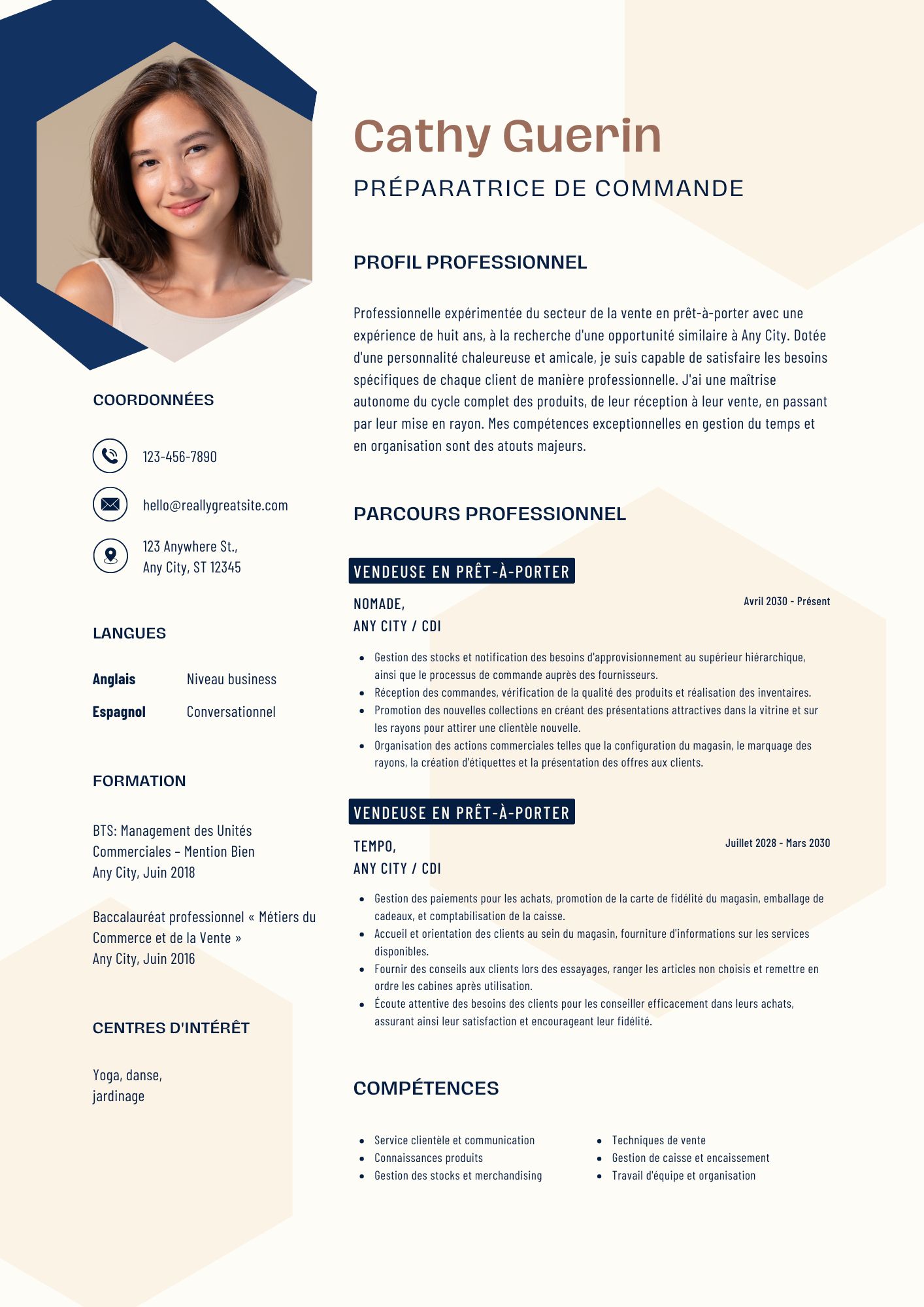 CV preparatrice de commande